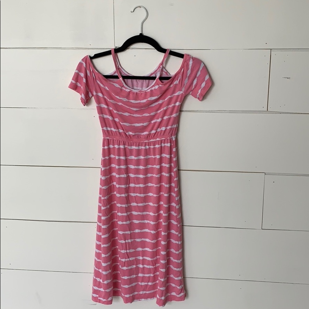 Girls pink and white maxi dress